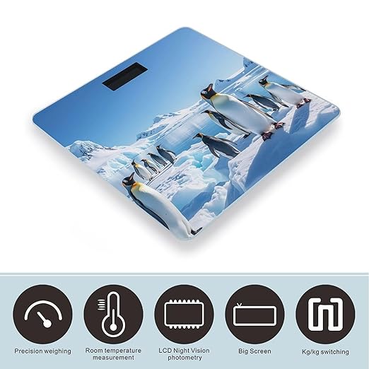 Penguin Antarctica Ice Scale for Body Weight Accurate Digital Bathroom Scale Toughened Glass High Precision Scales Smart Weight Scales with Large LCD Backlight Display Weighing Machine