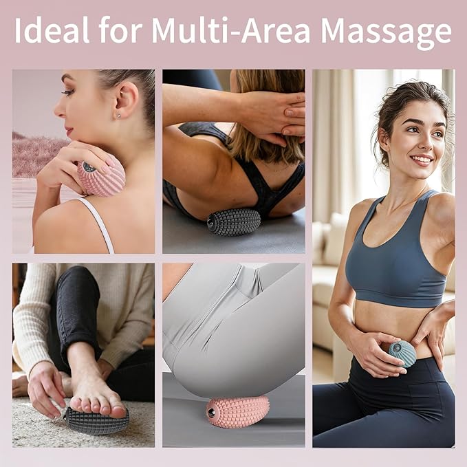 Vibrating Massage Ball for Plantar Fasciitis Silicone Trigger Point Myofascial Massage Ball Deep Tissue Roller for Back Neck Foot Muscle Recovery Hip &amp Psoas Release Tool (Blue)