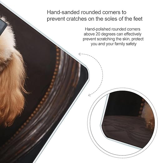 Poodle Scale for Body Weight Anti-Slip Tempered Glass Digital Bathroom Scales Clear LCD Display Weighing Scale Safe Rounded Corners Smart Scales