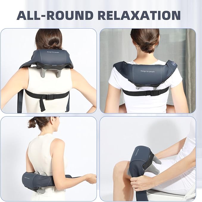 Neck and Shoulder Massager with Heat Shiatsu Back Massager for Pain Relief Cordless Electric Deep Tissue 4D Kneading Massage for Neck Shoulder Leg Back Muscle Tension Release