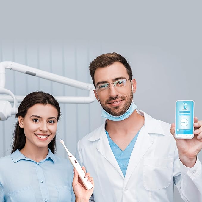 Blu Smart Electric Toothbrush Power Sonic Toothbrush with Interactive Live Tracking App for Adults (White)