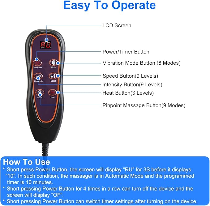 iMounTEK Full Body Massage Chair Pad with Heat Multifunctional Back Massager with Pinpoint Massage Vibration Timer for Home Office Car Use