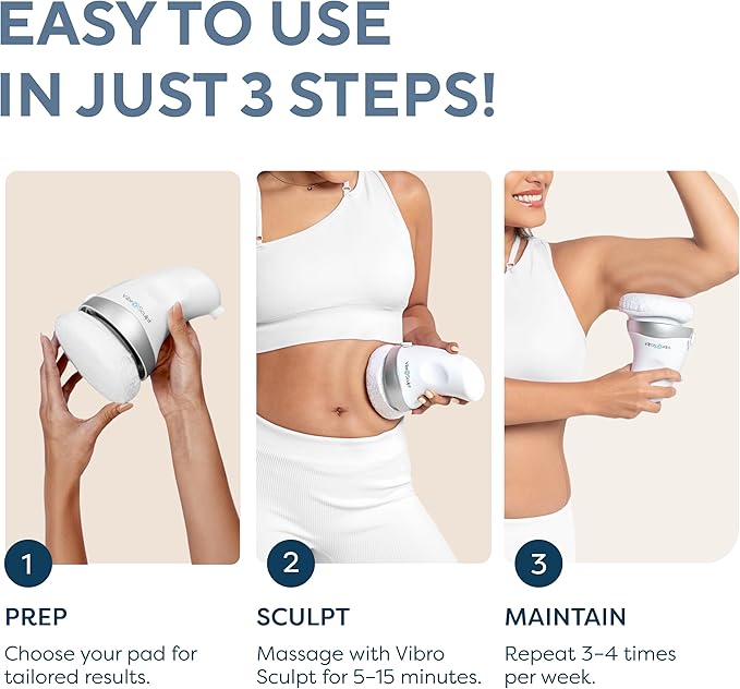 Vibro Sculpt 1.0 Body Sculpting Machine – Lymphatic Drainage Massager &amp Cellulite Massage Tool for Legs Stomach &amp Arms – with Interchangeable Pads that Helps Improve Skin Texture
