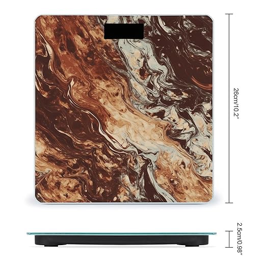 Marble Mixed Brown Scale for Body Weight Precision Bathroom Weighing Scales with Back Lit LCD Display Sturdy Tempered Glass Body Weight Scales Digital Bathroom Scale 400lb