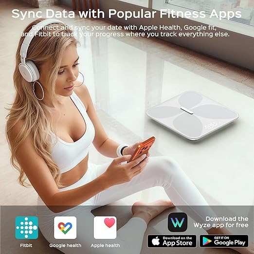 Wyze Smart Scale X Butterfly - Bathroom Scale for Body Weight BMI Body Fat Muscle Mass Accurate Bluetooth Digital Scale for Body Composition Analyzer | Sync Health Apps | ITO Glass 400 lbs White