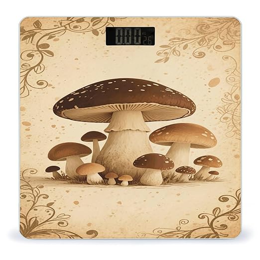 Vintage Mushroom Weight Scale Large Bathroom Scales Digital Weight with Bright LED Display Non Slip Automatic Weighing Scale Fashion Weighing Machine for Body