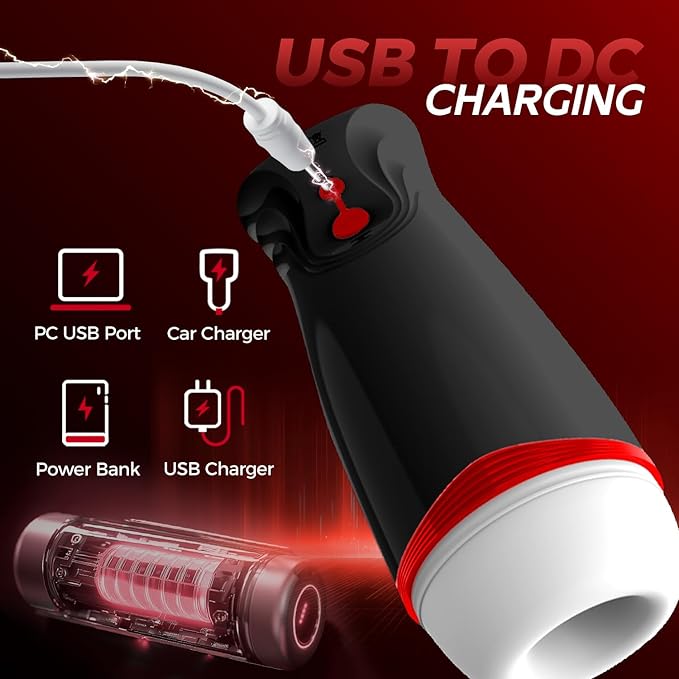 Male Masterburbatar Hands Free with 10 Vibration Sucking Massagers Modes Automatic Male Mastusbafor Tight Sleeve Hoodies Pocket Puzzy Silicone Electric Massager Machine PWO1103 (red)