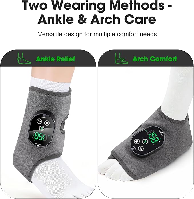 2 Pack Cordless Ankle and Foot Massager Ankle Massager for Pain Relief Feet Massager Ankles Heating Pad Foot Heating Pad Heating Pads for Ankles Feet Pain Relief Grey