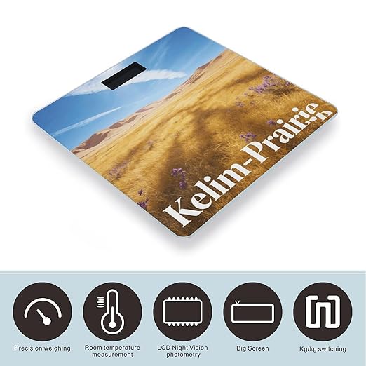 Kelim - Prairie Smart Scale for Body Weight Digital Bathroom Scale Toughened Glass Weight Scale with Large LCD Backlight Display High Precision Scales Weighing Machine