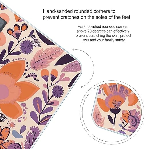 Light Orange Flowers Scale for Body Weight Digital Bathroom Scale Accurate Smart Weight Scales with Large Display Weighing Machine High Precision Scales