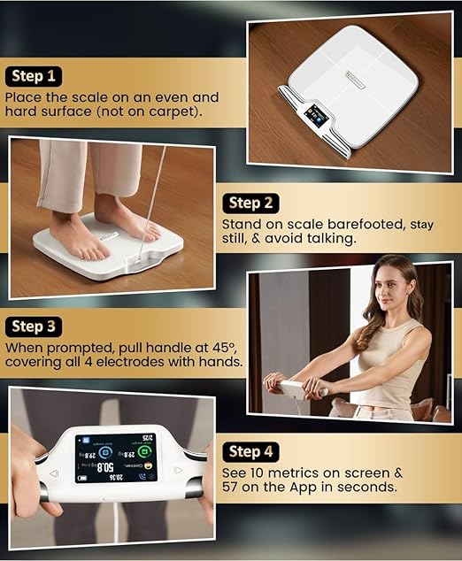 Homerz Body Fat Scale – Smart Scale with BMI Body Fat Muscle Mass Full Body Composition Scale with Body Fat Analysis Body Scan Scale with Handle Body Scanner Biometric Analyzer