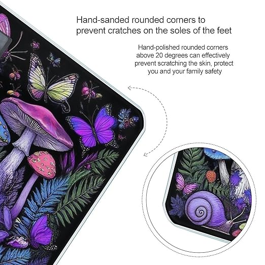 Automatic Switch Digital Bathroom Weighing Scale Smart Scale for Body Weight Witch Mystery Magic Mushroom Purple Leaf Trippy Mushrooms