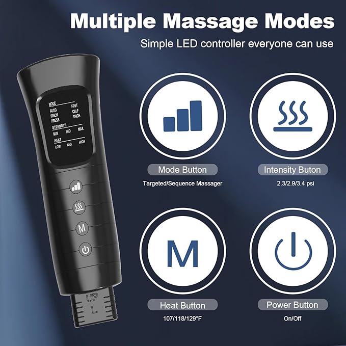 Leg Massager for Circulation and Pain Relief Leg Massager with Heat and Compression Leg Air Compression Massager Gift for Women Men Mom Dad