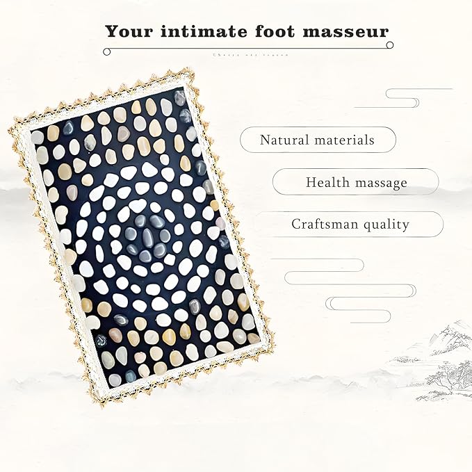 LIYAOLI Reflexology Foot Massager Mat - Acupressure Pebble Pad for Stimulating Blood Flow Pain Relief &amp Relaxation for Office and Home Use (15.7 x 23.6)