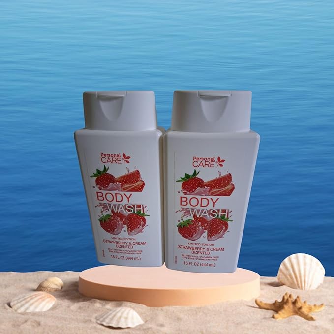 2 New Bottles Personal CARE BODY WASH Limited Edition Strawberry &amp cream scented 15oz