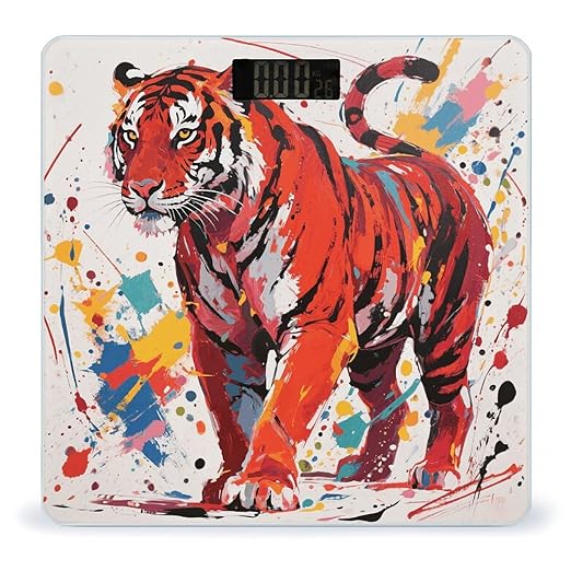 Abstract Tiger Scale for Body Weight Accurate Digital Bathroom Scale Toughened Glass High Precision Scales Smart Weight Scales with Large LCD Backlight Display Weighing Machine