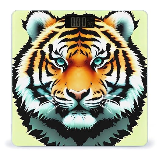Little Fat Tiger Head Scale for Body Weight High Precision Digital Weight Scales with LCD Display Anti-Slip Sturdy Slim Tempered Glass Bathroom Scale for Home Use