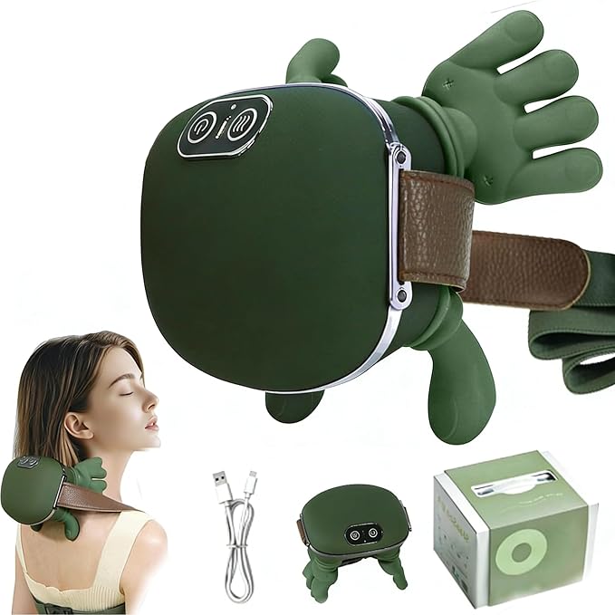 Neck and Shoulder MassagerPortable Shiatsu Back Massage Hand-Shaped Deep Tissue 4D Kneading Massager with Heat for Pain Relief and Muscle RelaxGifts for Women Men(Green)