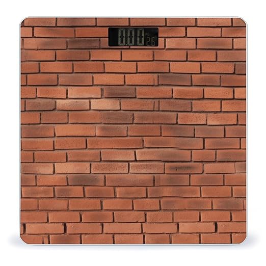 Red Brick Wall TextureScale for Body Weight with LCD High Precision Weighing Scales Fashion Sturdy Tempered Glass Weight Scales Easy-to-Read Digital Bathroom Scale for Daily 400lb