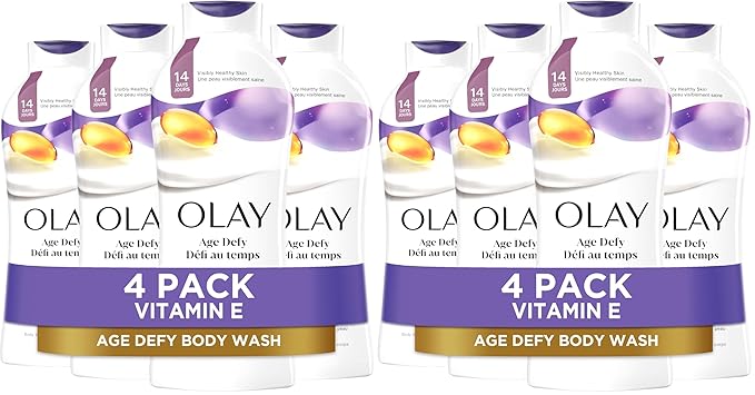 Olay Body Wash for WomenAge Defying with Vitamin E24hr MoisturizingHydrating &amp RefreshingB3 Vitamin ComplexFree of Parabens &amp Phthalatesfor All Skin TypesScented22 fl oz(Pack of 8)