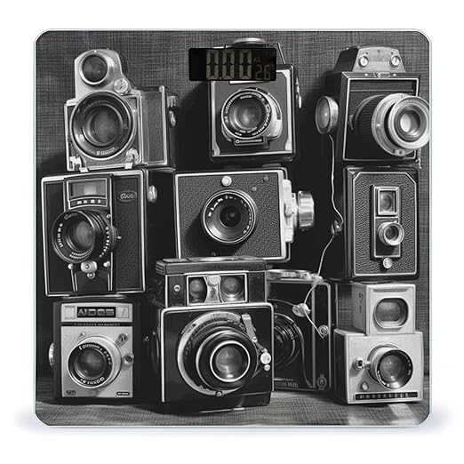 Retro Cool Camera Collection Bathroom Scale Automatic Power On/Off Body Scales LCD Backlight Display Square Digital Scale Rounded Corners Bathroom Scales for Home Bedrooms
