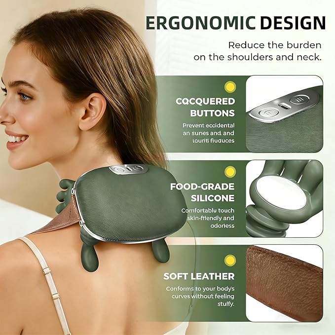 4d Shiatsu Neck and Shoulder Massager with Heat - Wireless &amp Rechargeable for Hands-Free Deep Tissue Pain Relief Portable for Home Office Car