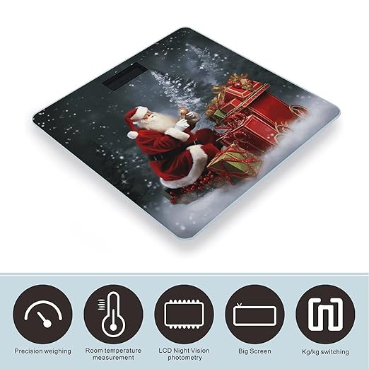 Merry Christmas Santa's Gift Bathroom Scale for Body Weight 400 Lb Weight Scale with High Precision Sensors Tempered Glass Highly Accurate Digital Weighing Machine for People