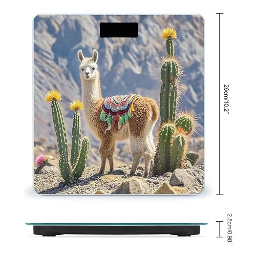 Llama Cactus Scale for Body Weight Highly Accurate Digital Bathroom Body Scale Digital Bathroom Scales for People Anti-Slip Large LCD Display Smart Scales