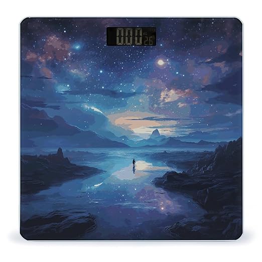 Night Sky Digital Bathroom Scale for Body Weight with High Precision Digital Weighing Scale with BMI Clear LCD Display and Step-On Measures Weight Up to 180kg