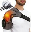 Shoulder Massager – Cordless Shoulder Heating Pad with Vibration for Deep Tissue Comfort Heated Shoulder Wrap with 3 Heating Levels &amp Vibration Adjustable Straps Left or Right (Gray)