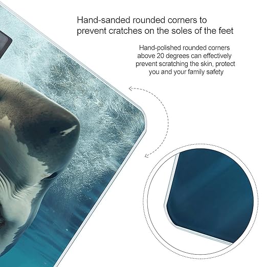 Shark Mouth Bathroom Scale Rounded Smart Scale for Body Weight Automatic Power On/Off Weight Scales Accurate Bathroom Digital Scales for Pet Home Bedroom Kitchen