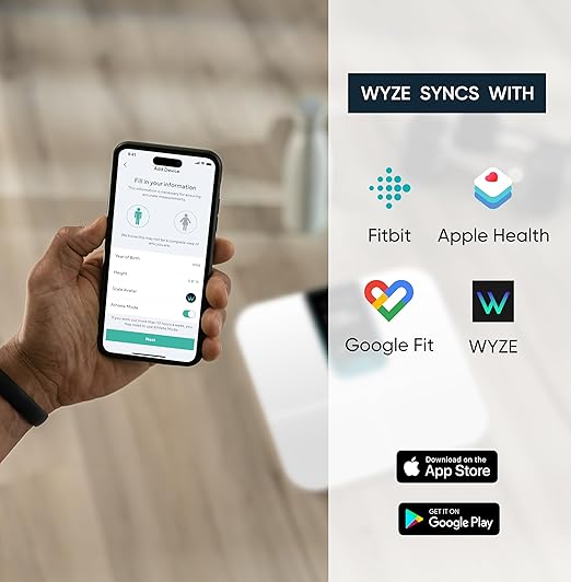Wyze Scale Ultra Smart Scale with 4.3 Color Display Digital Bathroom Scale for Body Weight BMI Muscle Mass Composition Wi-Fi &amp Bluetooth Body Fat Scale with Heart Rate- White