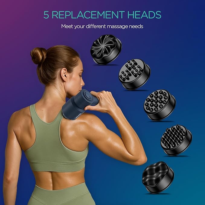 VOYOR-HEALTH Handheld Cellulite Massager Electric Cellulite Remover Body Sculpting Massage with 5 Replaceable Heads for ArmThighCalves Cordless &amp Rechargeable Deep Tissue Massager CM410 (Blue)