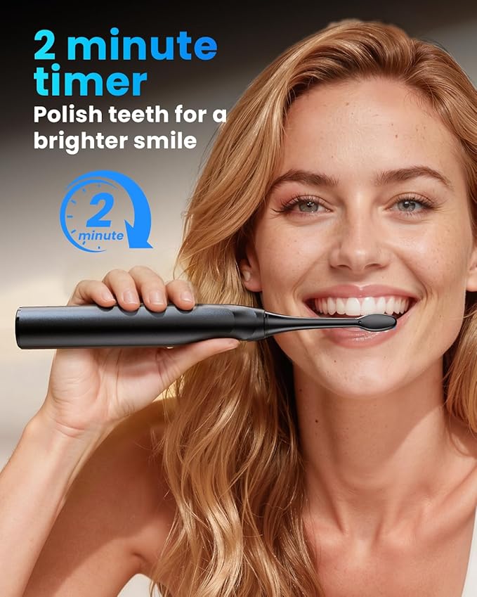 Onlyone Sonic Electric Toothbrush for Adults Rechargeable Ultrasonic Electric Toothbrush with 8 Brush Heads Travel Case Charging Base &amp Wireless Charging - 5 Modes with Smart Timer