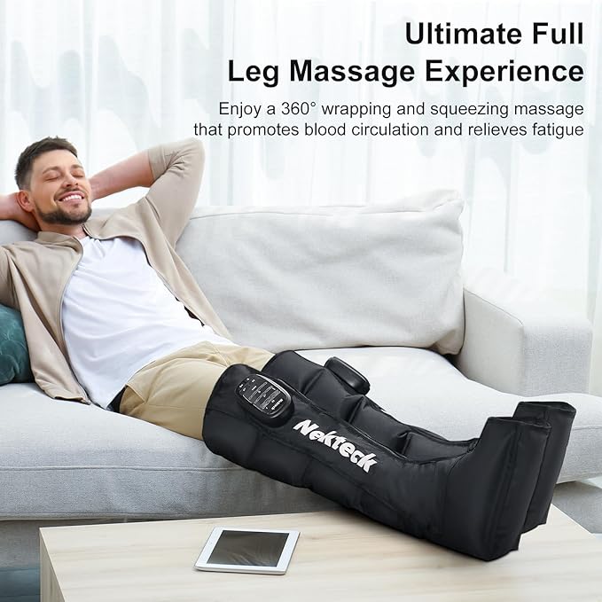 Nekteck Leg Compression Massager Recovery System Cordless Foot and Leg Massager for Circulation and Pain Relief Rechargeable Compression Boots with 6 Modes 4 Intensities Legs Relaxation
