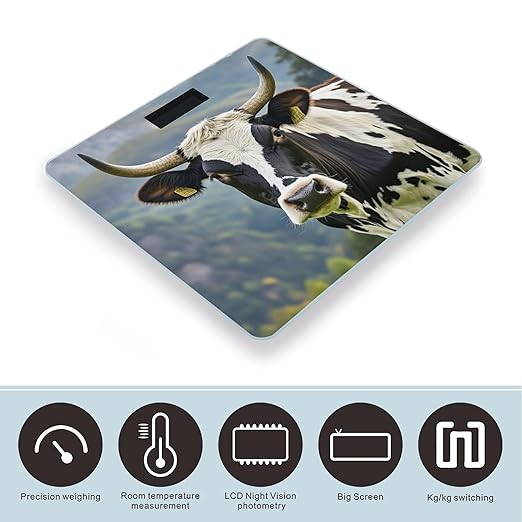 Cow Smart Scale for Body Weight Accurate Bathroom Scale with LED Display Digital Weight Scales Weighing Machine High Precision Scales for Bath Home