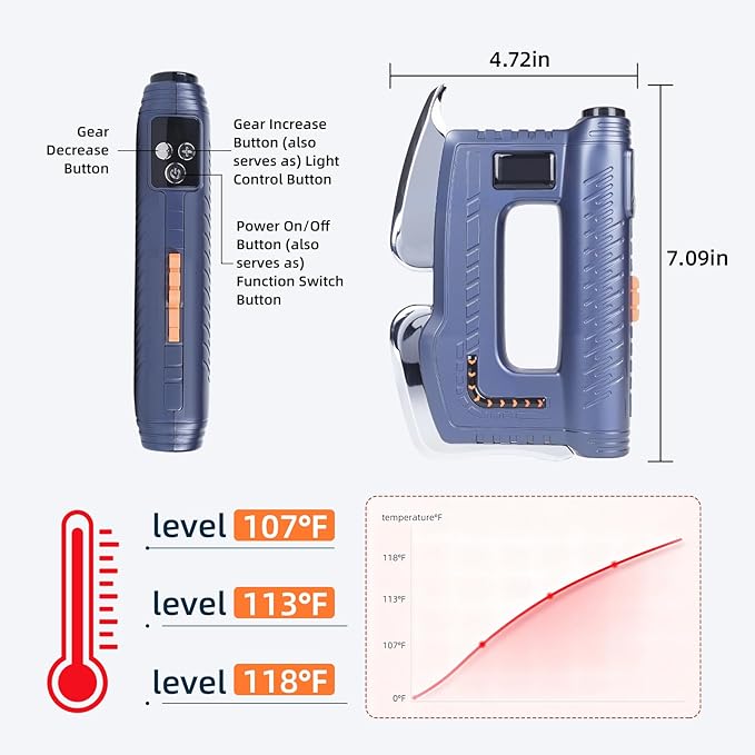 Heated Muscle Scraper 2026 New Upgrad with Oversized Handle for Effortless Grip &amp Smooth Controlled Force Muscle Scraper Tool Electric Fascia Knife Multifunctional Massage Tool Gifts for Family B