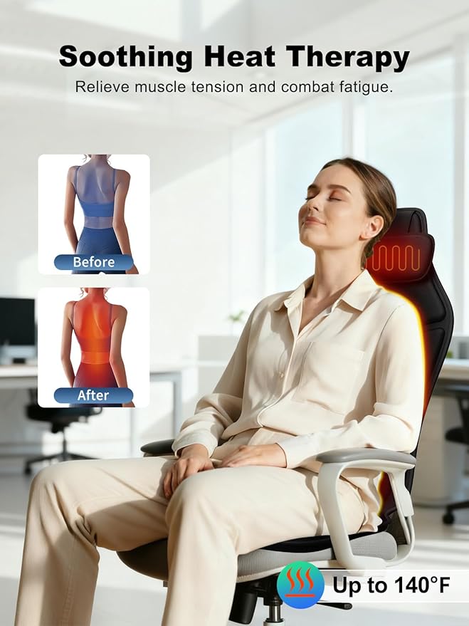 Vibration Back Massager for Chair with Heat Massage Chair Heating Pad with Lumbar Traction Seat Massager for Seniors Office Workers &amp Family Fatigue &amp Pain Relief in Office Home Use