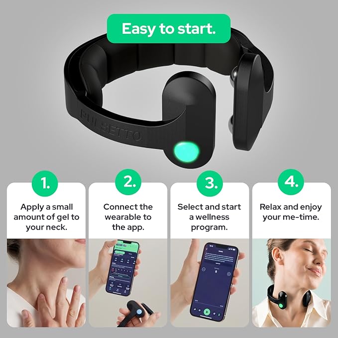 Pulsetto FIT Wellness Wearable with Vagus Nerve Support – Patented Neuro Technology for Relaxation Stress Balance Focus and Restful Sleep