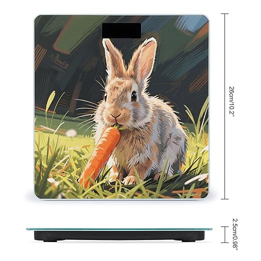 Rabbit Weight Scale Large Digital Bathroom Scales with Bright LED Display Non Slip Digital Scale and Step On Fashion Weighing Machine for Body