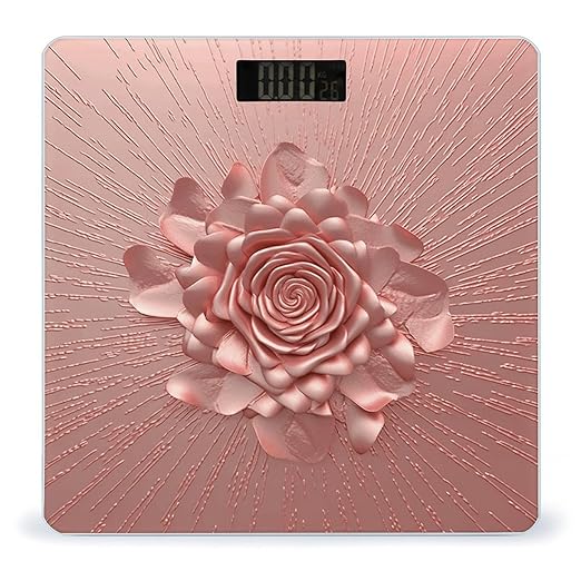 Weight Scale Rose Gold Print Digital Scale Bathroom Scale LCD Display Scale Body Weight Scale Portable Scale