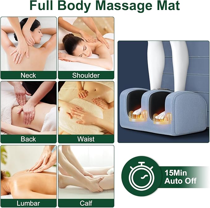Full Body Massage Mat with Heat 10 Vibration Nodes Massage Chair Pad with 3 Heating Levels  Multifunctional Full Body Relaxation Seat Back Massager with Head Neck Foot Massage Pillow for Home Office