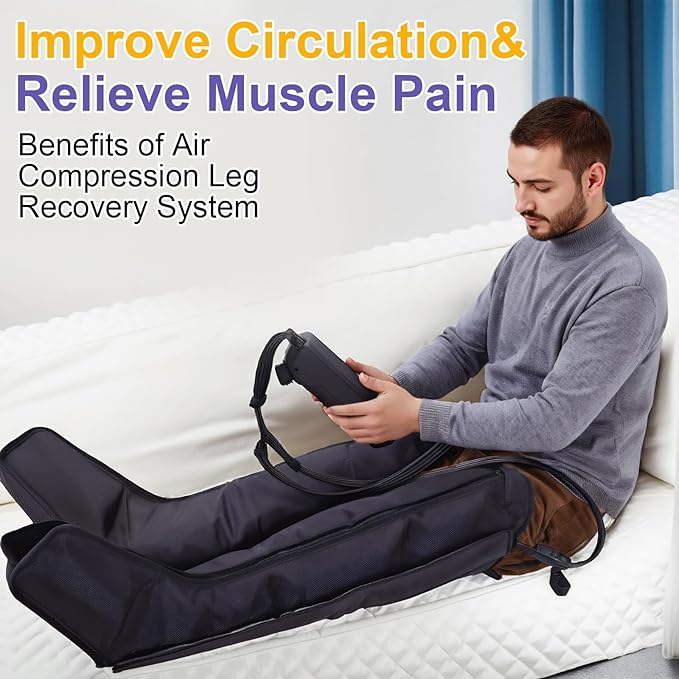 Air Compression Therapy System Leg Massager for Pain and Circulation Full Leg Recovery Boots Cordless Air Compression Boots Fast Recovery Therapy for Athletes M