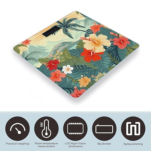 Summer Hawaiian Smart Scale for Body Weight Accurate Bathroom Scale with LED Display Digital Weight Scales Weighing Machine High Precision Scales for Bath Home