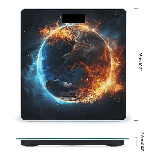 Planet Ice and Fire Bathroom Scale for Body Weight Bathroom Weighing Scale with Backlit LCD Display Highly Accurate Measures Weight Up to 180kg