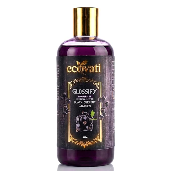 Glossify Luxury Blackcurrant Grape Shower Gel | Deep Cleansing &amp Hydrating Body Wash with Aloe Vera and Vitamin E | Refreshing Fragrance | 300 ML