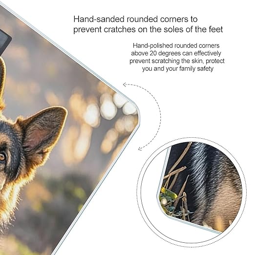 German Shepherd Dog Lovers Bathroom Scale Automatic Power On/Off Body Scales LCD Backlight Display Square Digital Scale Rounded Corners Bathroom Scales for Home Bedrooms