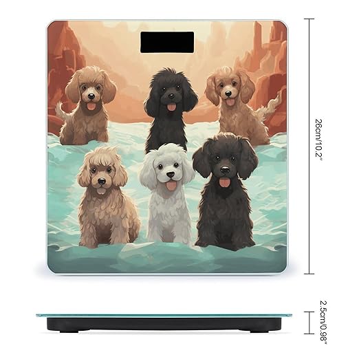 Poodles DogsScale for Body Weight with LCD High Precision Weighing Scales Fashion Sturdy Tempered Glass Weight Scales Easy-to-Read Digital Bathroom Scale for Daily 400lb