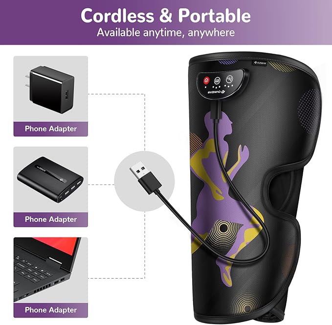 QUINEAR Rechargeable Leg Massager for Circulation and Pain Relief Cordless Air Leg Compression System Calf Massager Gift for Mom Dad Women Men FSA-HSA-Eligible