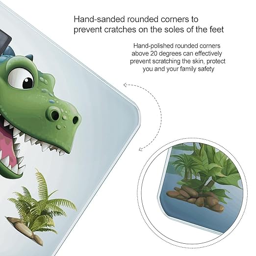 Cartoon Dinosaur Images Digital Bathroom Scale for Body Weight with High Precision Digital Weighing Scale with BMI Clear LCD Display and Step-On Measures Weight Up to 180kg